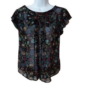 Xhilaration Flutter Sleeve Semi Sheer Top